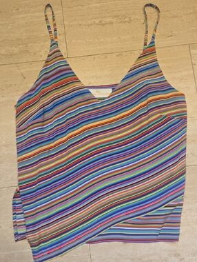 Amanda Uprichard 100% Silk Multi-Colored Striped Tank Blouse